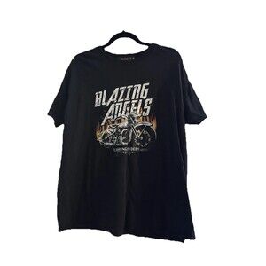 Misguided black graphic tee shirt men’s size M blazing angles